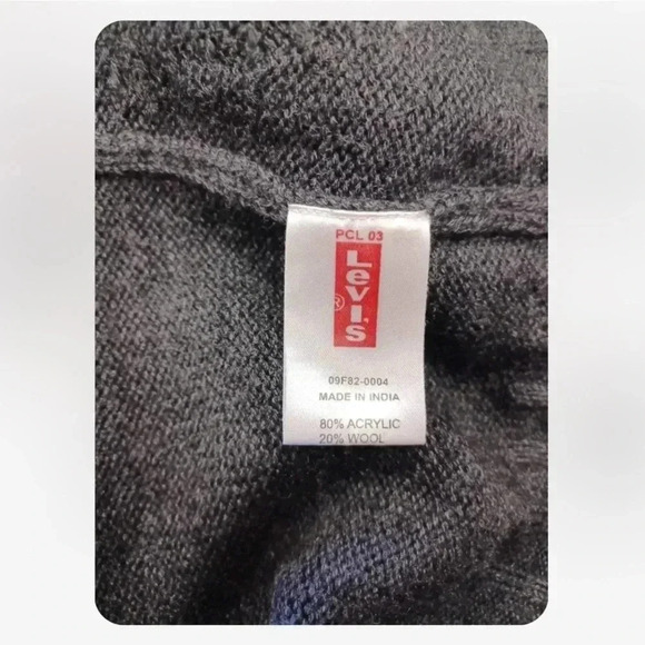 Levi’s Wool Blend Grey Pullover  Knit Sweater V Neck Size Large - Picture 10 of 11